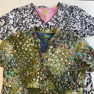 Women's Olive Floral Print Short Sleeve Top